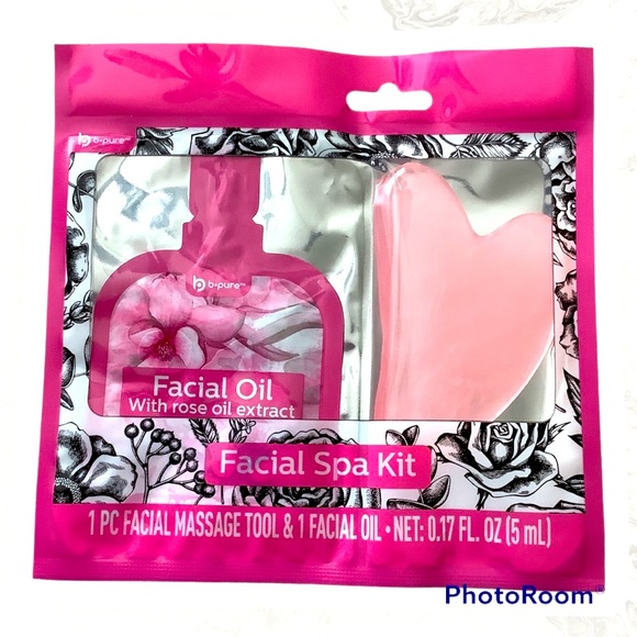 Facial Spa Kit. Natural Rose Heart Shape Crystal Gua Sha Tools for Face Scraping - Picture 7 of 10